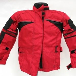 Bilt 4Kids Red Black Motorcycle Padded Jacket SzS, pads- elbows, shoulders,back